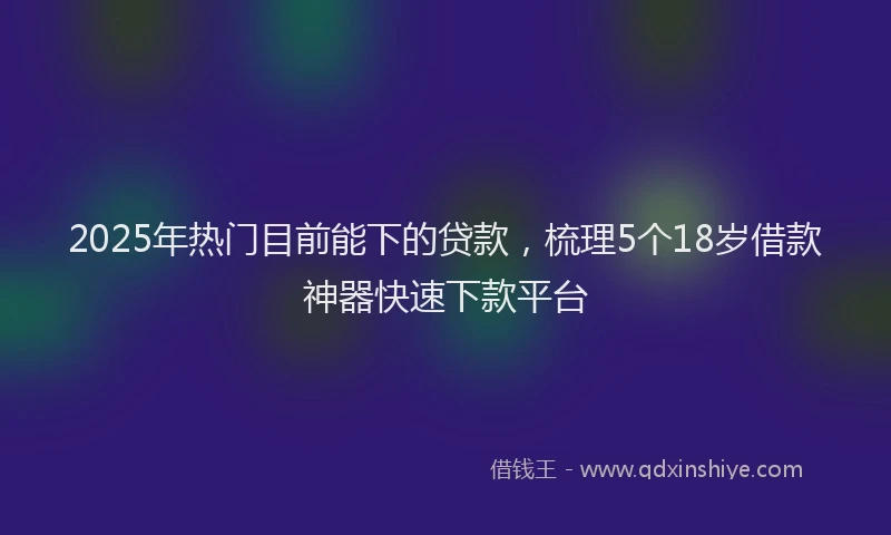 2025年热门目前能下的贷款，梳理5个18岁借款神器快速下款平台