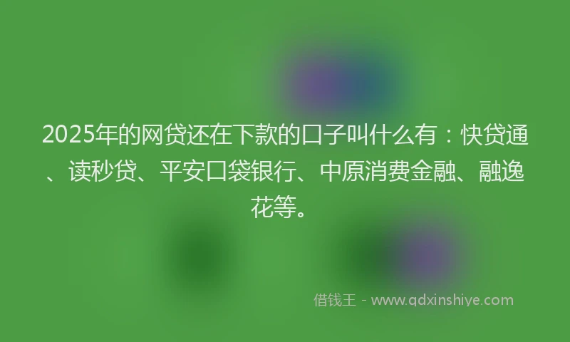 2025年的网贷还在下款的口子叫什么有：快贷通、读秒贷、平安口袋银行、中原消费金融、融逸花等。