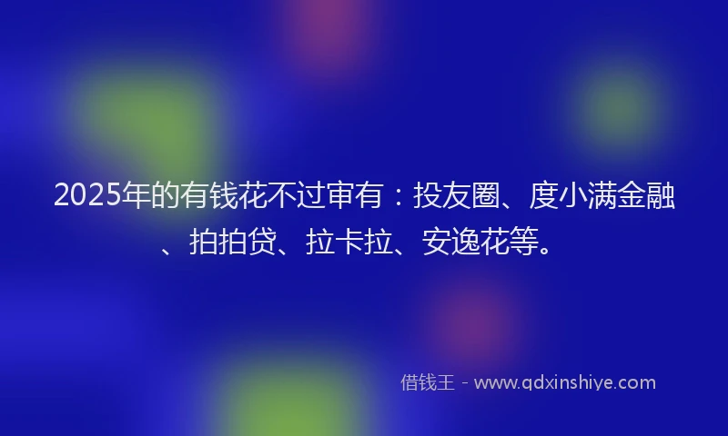 2025年的有钱花不过审有：投友圈、度小满金融、拍拍贷、拉卡拉、安逸花等。