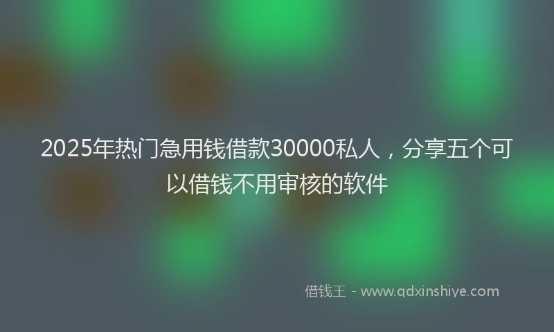 2025年热门急用钱借款30000私人，分享五个可以借钱不用审核的软件