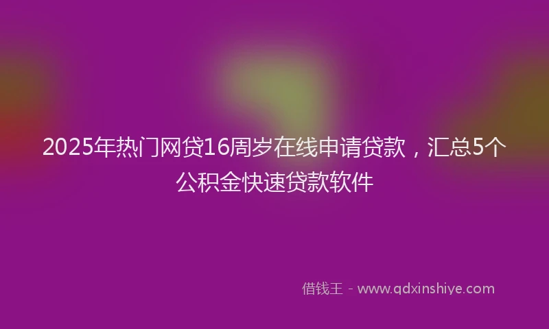 2025年热门网贷16周岁在线申请贷款，汇总5个公积金快速贷款软件