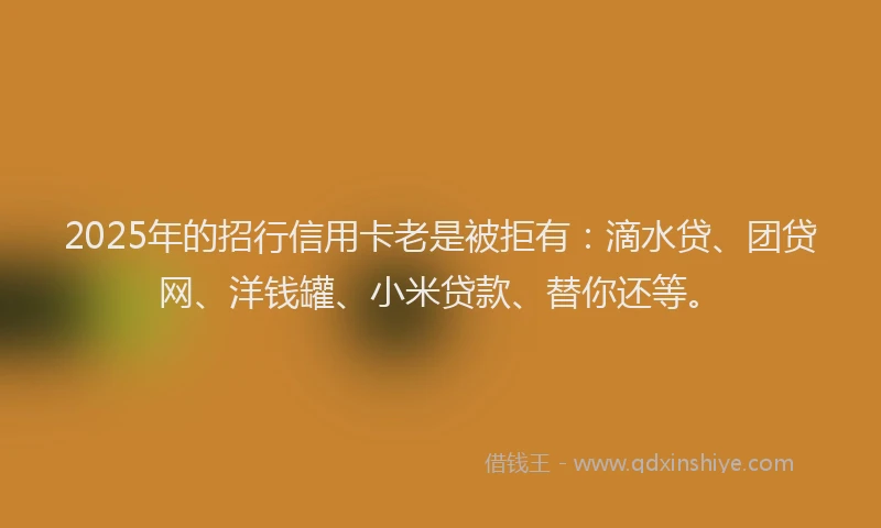 2025年的招行信用卡老是被拒有：滴水贷、团贷网、洋钱罐、小米贷款、替你还等。
