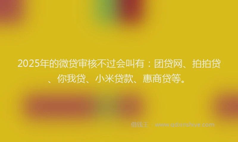 2025年的微贷审核不过会叫有：团贷网、拍拍贷、你我贷、小米贷款、惠商贷等。