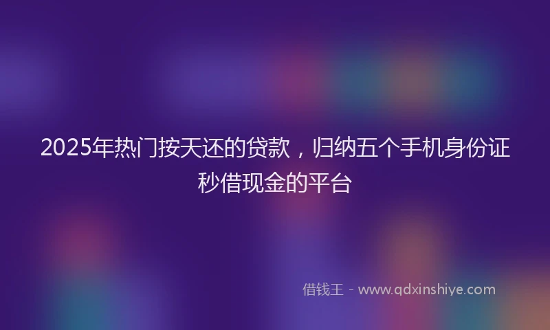 2025年热门按天还的贷款，归纳五个手机身份证秒借现金的平台