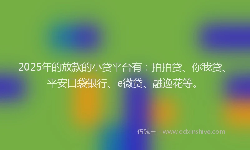 2025年的放款的小贷平台有：拍拍贷、你我贷、平安口袋银行、e微贷、融逸花等。
