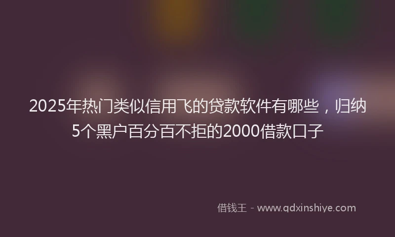 2025年热门类似信用飞的贷款软件有哪些，归纳5个黑户百分百不拒的2000借款口子
