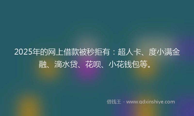 2025年的网上借款被秒拒有：超人卡、度小满金融、滴水贷、花呗、小花钱包等。