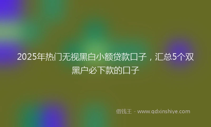 2025年热门无视黑白小额贷款口子，汇总5个双黑户必下款的口子