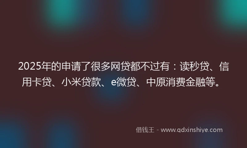 2025年的申请了很多网贷都不过有：读秒贷、信用卡贷、小米贷款、e微贷、中原消费金融等。
