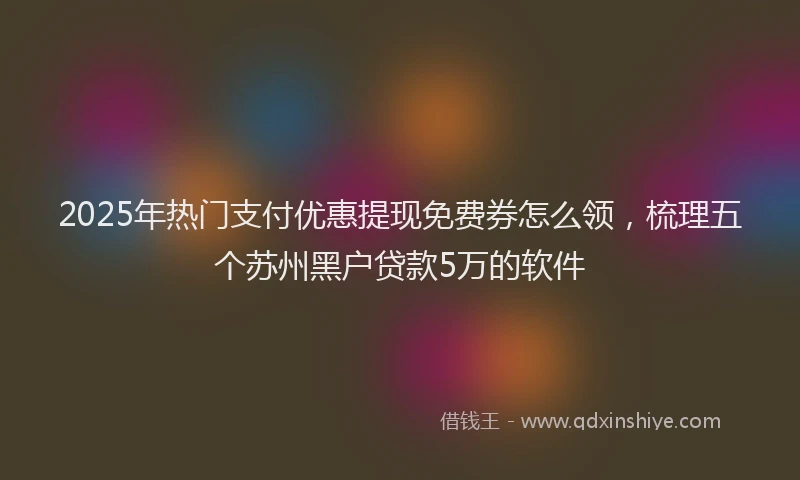 2025年热门支付优惠提现免费券怎么领，梳理五个苏州黑户贷款5万的软件