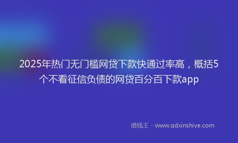 2025年热门无门槛网贷下款快通过率高，概括5个不看征信负债的网贷百分百下款app