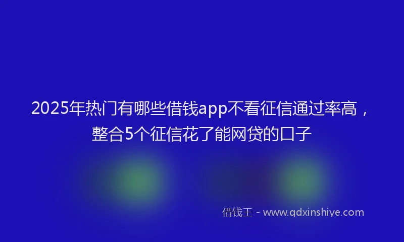 2025年热门有哪些借钱app不看征信通过率高，整合5个征信花了能网贷的口子