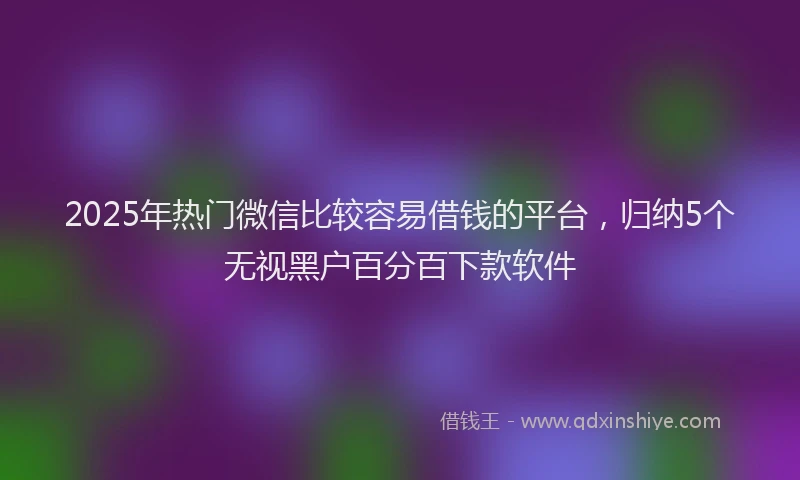 2025年热门微信比较容易借钱的平台，归纳5个无视黑户百分百下款软件