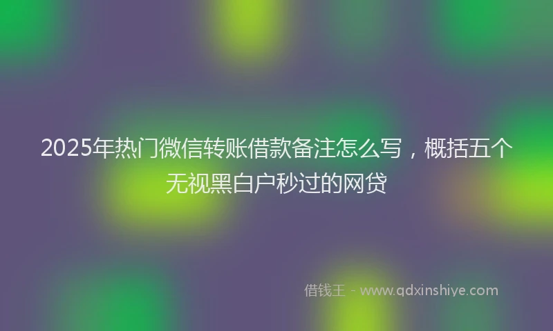2025年热门微信转账借款备注怎么写，概括五个无视黑白户秒过的网贷