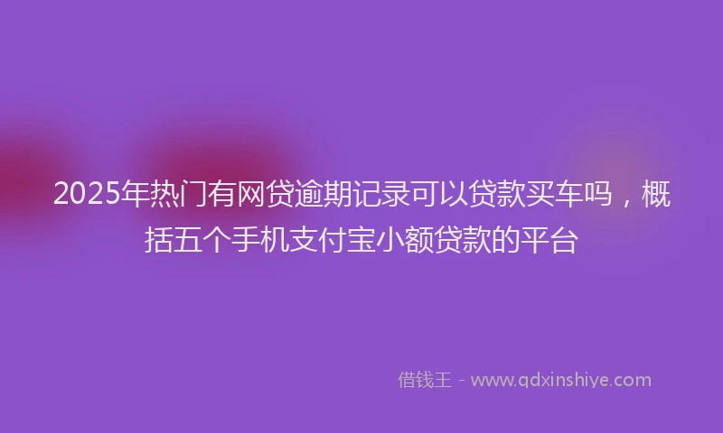 2025年热门有网贷逾期记录可以贷款买车吗，概括五个手机支付宝小额贷款的平台