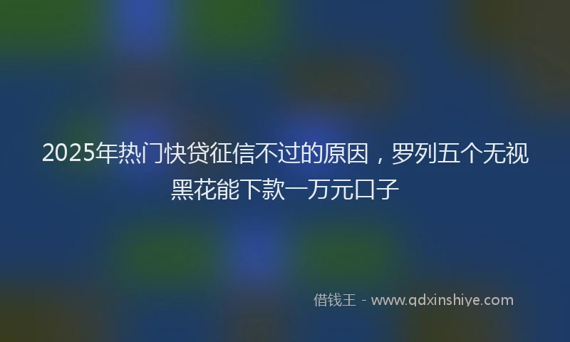 2025年热门快贷征信不过的原因，罗列五个无视黑花能下款一万元口子