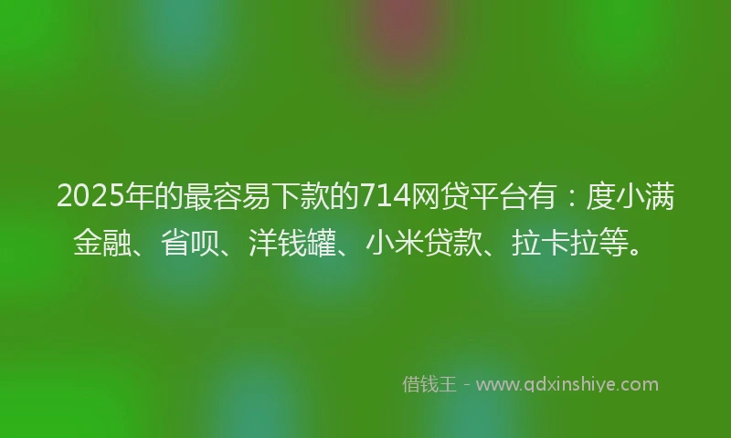 2025年的最容易下款的714网贷平台有：度小满金融、省呗、洋钱罐、小米贷款、拉卡拉等。