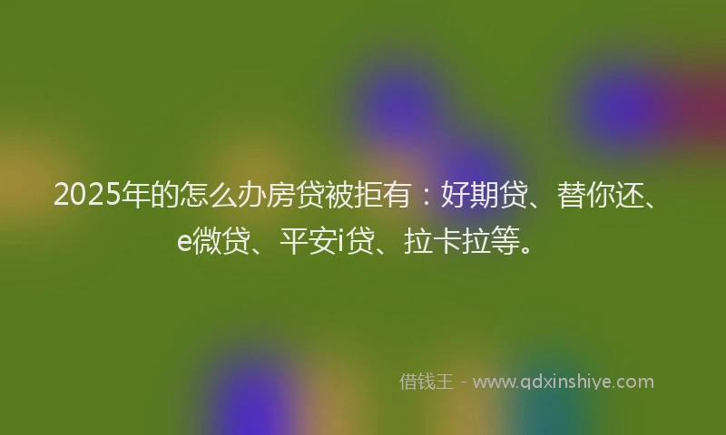 2025年的怎么办房贷被拒有：好期贷、替你还、e微贷、平安i贷、拉卡拉等。
