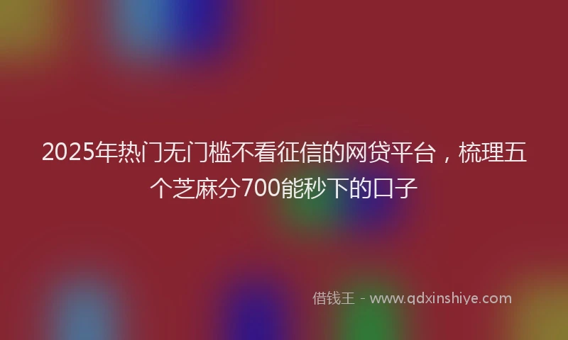 2025年热门无门槛不看征信的网贷平台，梳理五个芝麻分700能秒下的口子