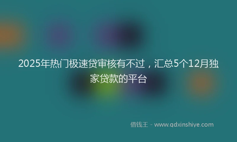2025年热门极速贷审核有不过，汇总5个12月独家贷款的平台