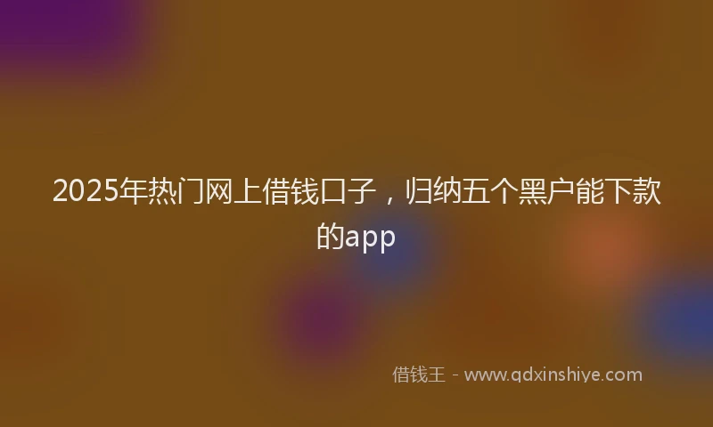2025年热门网上借钱口子，归纳五个黑户能下款的app
