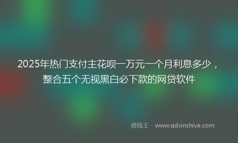 2025年热门支付主花呗一万元一个月利息多少，整合五个无视黑白必下款的网贷软件