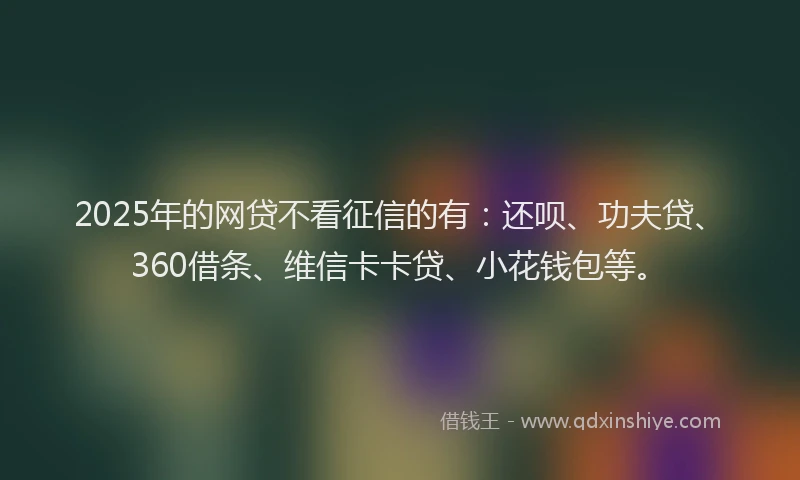 2025年的网贷不看征信的有：还呗、功夫贷、360借条、维信卡卡贷、小花钱包等。