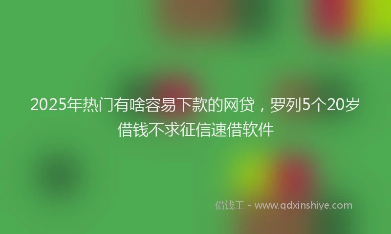2025年热门有啥容易下款的网贷，罗列5个20岁借钱不求征信速借软件