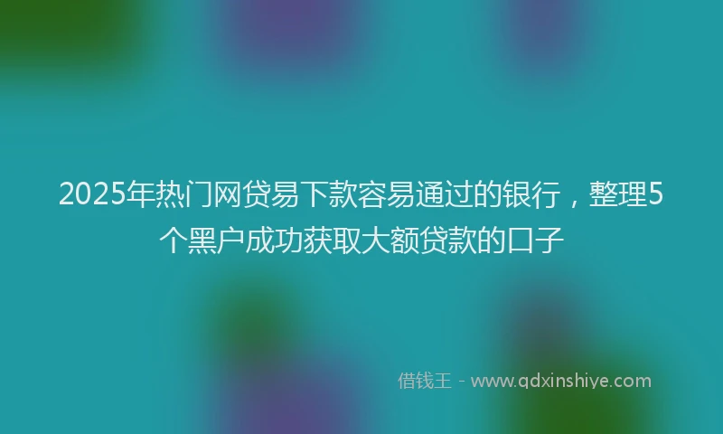 2025年热门网贷易下款容易通过的银行，整理5个黑户成功获取大额贷款的口子