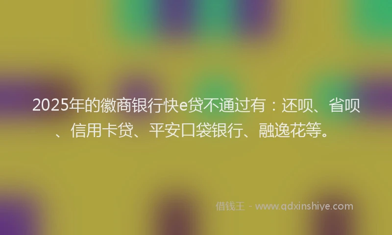 2025年的徽商银行快e贷不通过有：还呗、省呗、信用卡贷、平安口袋银行、融逸花等。