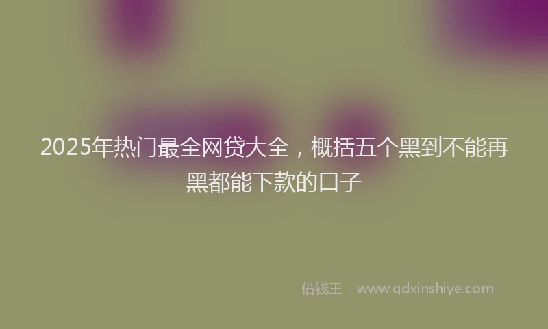 2025年热门最全网贷大全，概括五个黑到不能再黑都能下款的口子