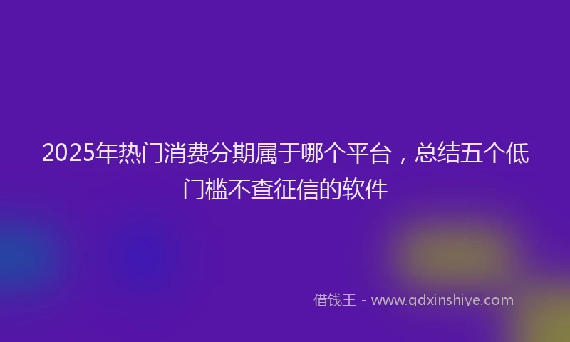 2025年热门消费分期属于哪个平台，总结五个低门槛不查征信的软件