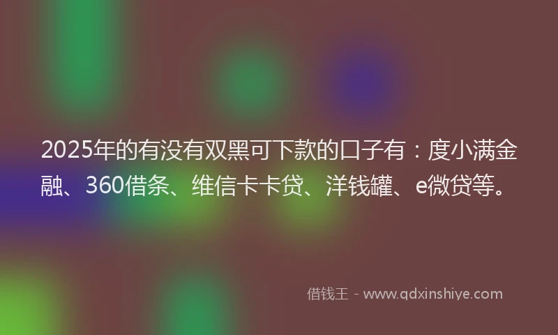 2025年的有没有双黑可下款的口子有：度小满金融、360借条、维信卡卡贷、洋钱罐、e微贷等。