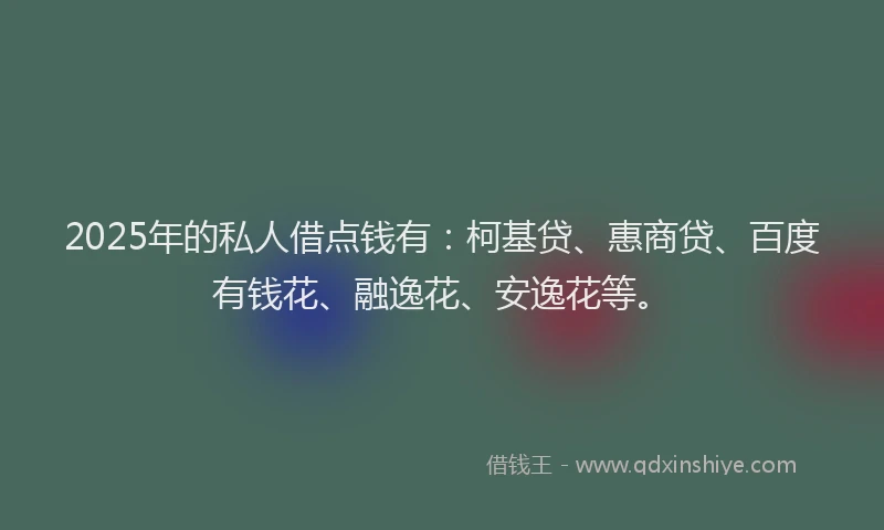 2025年的私人借点钱有：柯基贷、惠商贷、百度有钱花、融逸花、安逸花等。