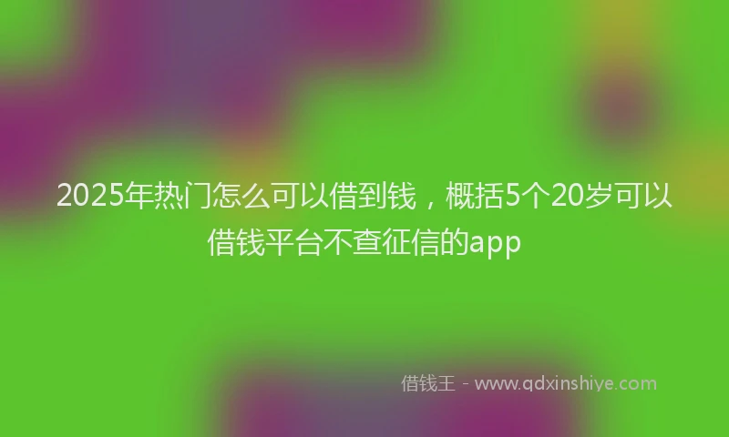 2025年热门怎么可以借到钱，概括5个20岁可以借钱平台不查征信的app