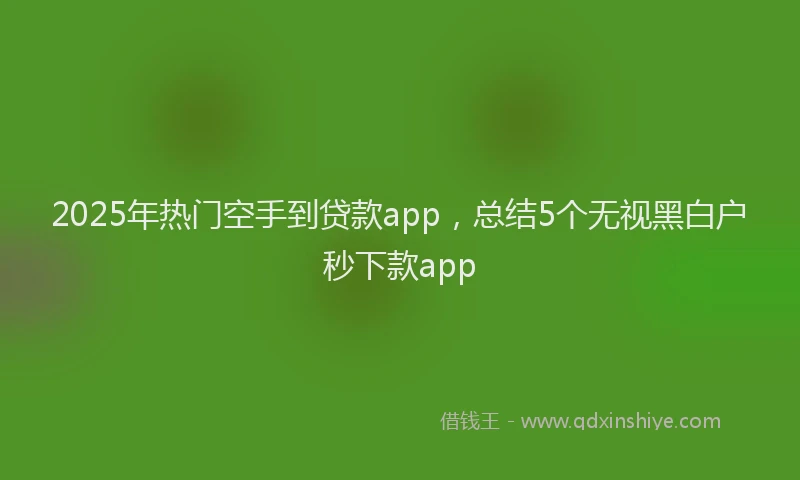 2025年热门空手到贷款app，总结5个无视黑白户秒下款app