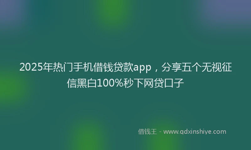 2025年热门手机借钱贷款app，分享五个无视征信黑白100%秒下网贷口子