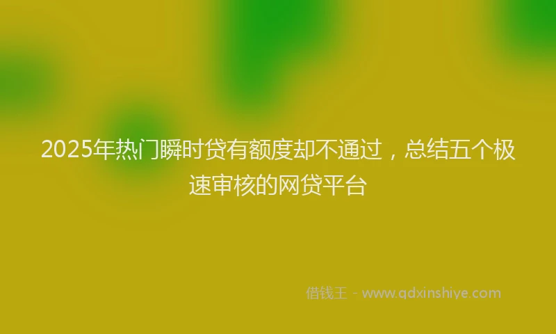 2025年热门瞬时贷有额度却不通过，总结五个极速审核的网贷平台