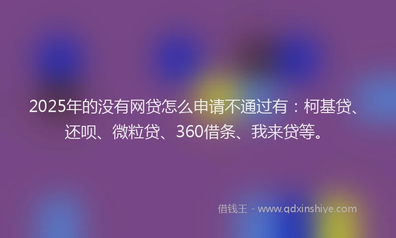 2025年的没有网贷怎么申请不通过有：柯基贷、还呗、微粒贷、360借条、我来贷等。