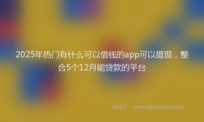 2025年热门有什么可以借钱的app可以提现，整合5个12月能贷款的平台
