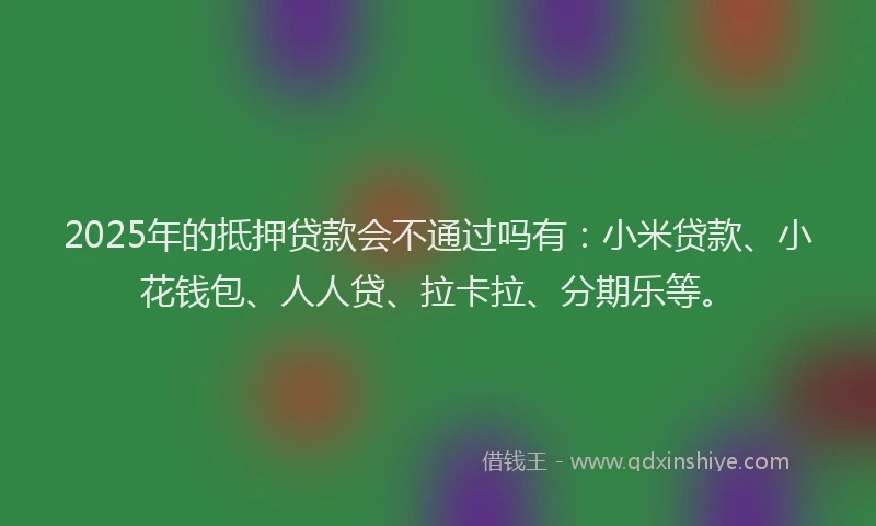 2025年的抵押贷款会不通过吗有：小米贷款、小花钱包、人人贷、拉卡拉、分期乐等。