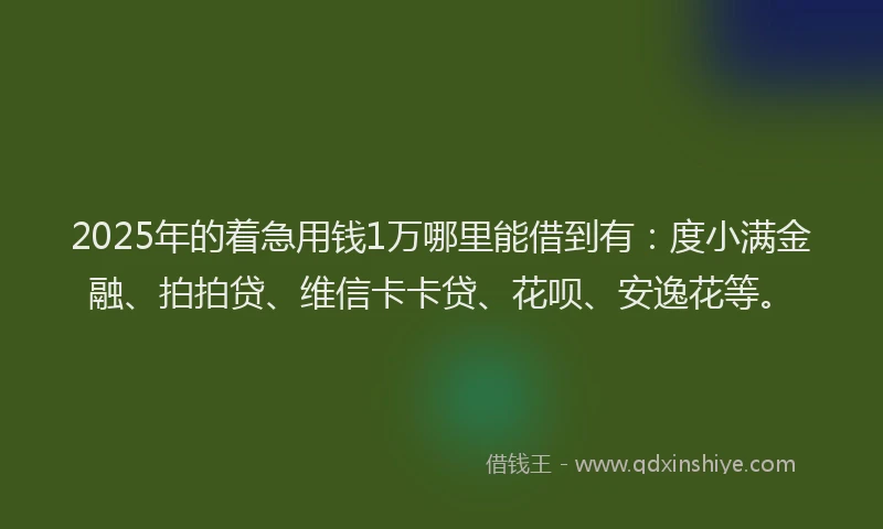 2025年的着急用钱1万哪里能借到有：度小满金融、拍拍贷、维信卡卡贷、花呗、安逸花等。