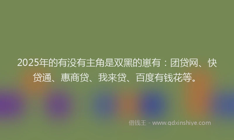 2025年的有没有主角是双黑的崽有：团贷网、快贷通、惠商贷、我来贷、百度有钱花等。