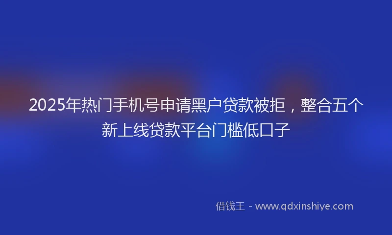 2025年热门手机号申请黑户贷款被拒，整合五个新上线贷款平台门槛低口子