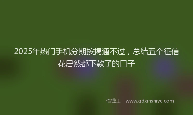 2025年热门手机分期按揭通不过，总结五个征信花居然都下款了的口子