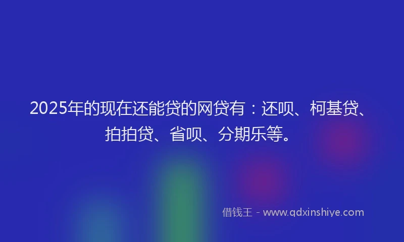 2025年的现在还能贷的网贷有：还呗、柯基贷、拍拍贷、省呗、分期乐等。