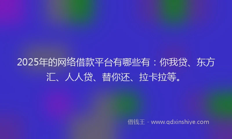 2025年的网络借款平台有哪些有：你我贷、东方汇、人人贷、替你还、拉卡拉等。