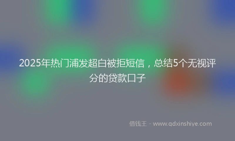 2025年热门浦发超白被拒短信，总结5个无视评分的贷款口子