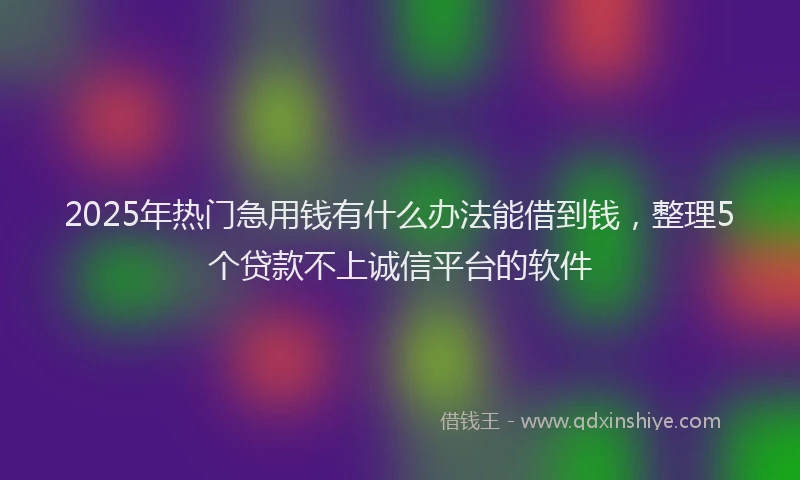 2025年热门急用钱有什么办法能借到钱，整理5个贷款不上诚信平台的软件