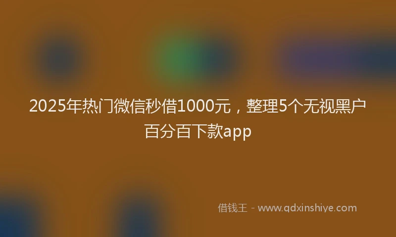 2025年热门微信秒借1000元，整理5个无视黑户百分百下款app